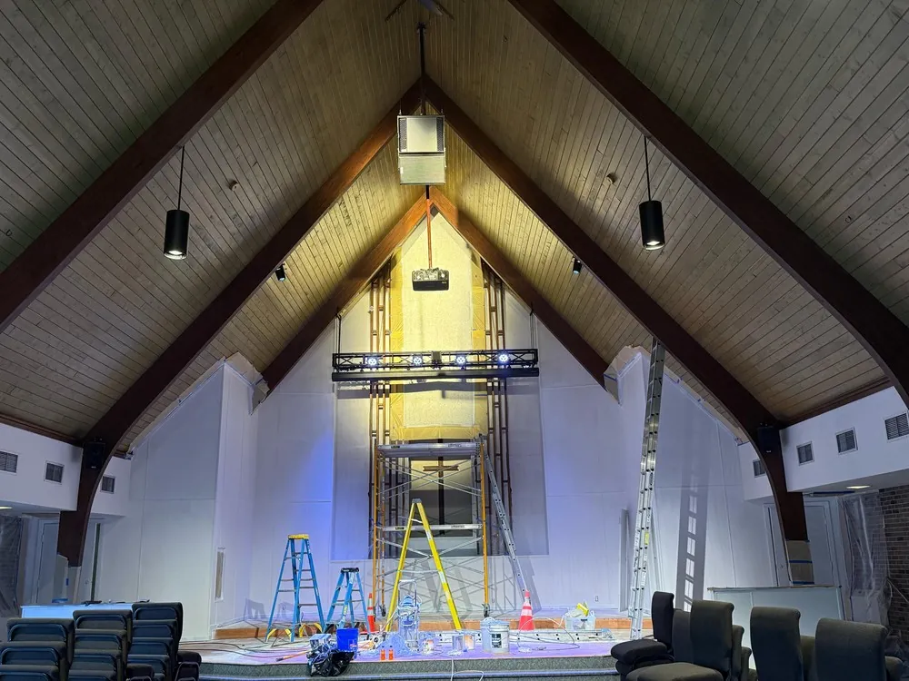 Church sanctuary interior mid-project